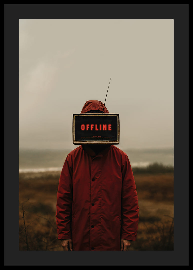 Mörk och mystisk poster med en offline-ikonisk skärm som fängslar ögat-12