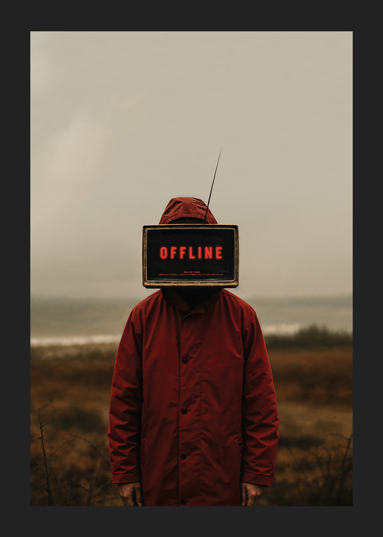 Mörk och mystisk poster med en offline-ikonisk skärm som fängslar ögat-12