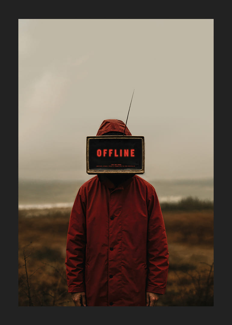 Mörk och mystisk poster med en offline-ikonisk skärm som fängslar ögat-12