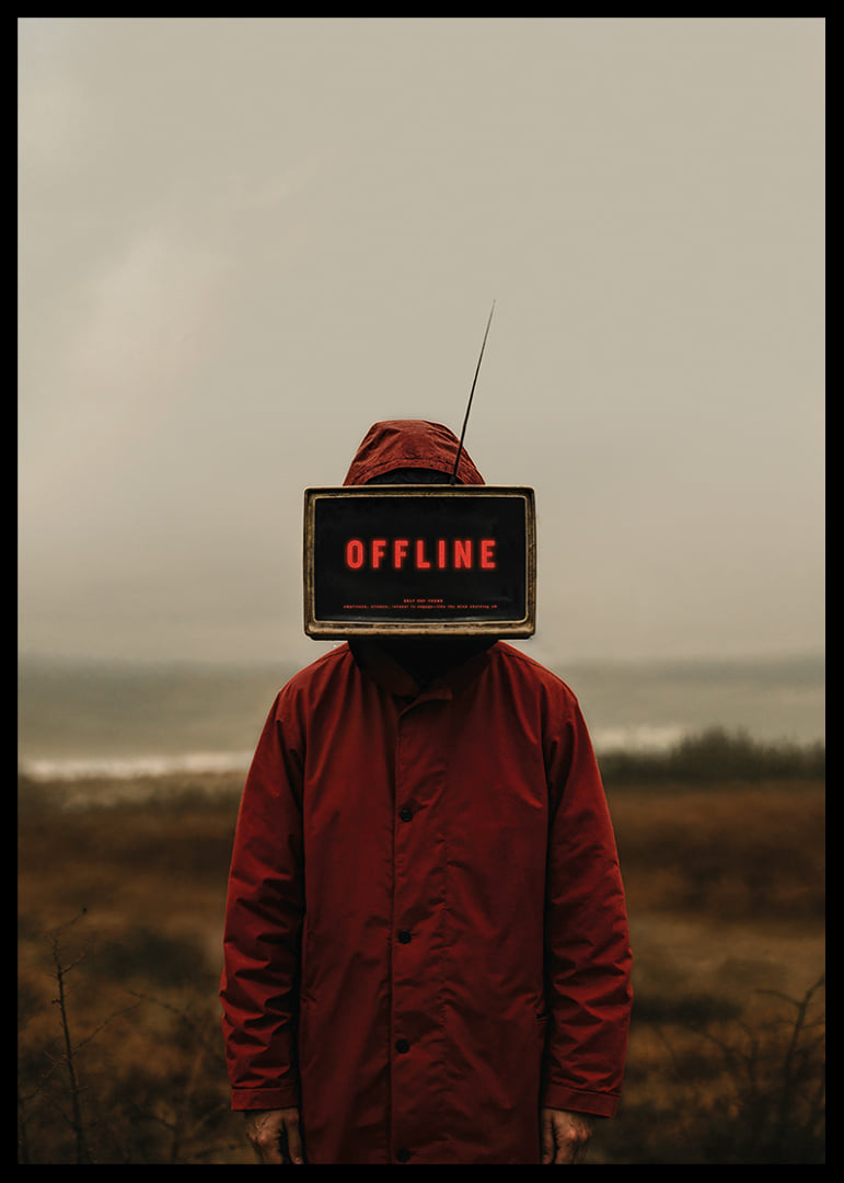 Mörk och mystisk poster med en offline-ikonisk skärm som fängslar ögat-12