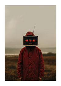 Mörk och mystisk poster med en offline-ikonisk skärm som fängslar ögat-1