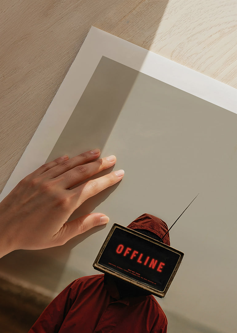 Mörk och mystisk poster med en offline-ikonisk skärm som fängslar ögat-12