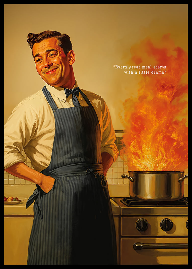 A chef in the middle of a dramatic cooking situation-12