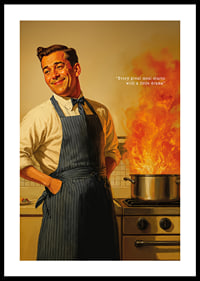 A chef in the middle of a dramatic cooking situation-0