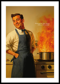 A chef in the middle of a dramatic cooking situation-0