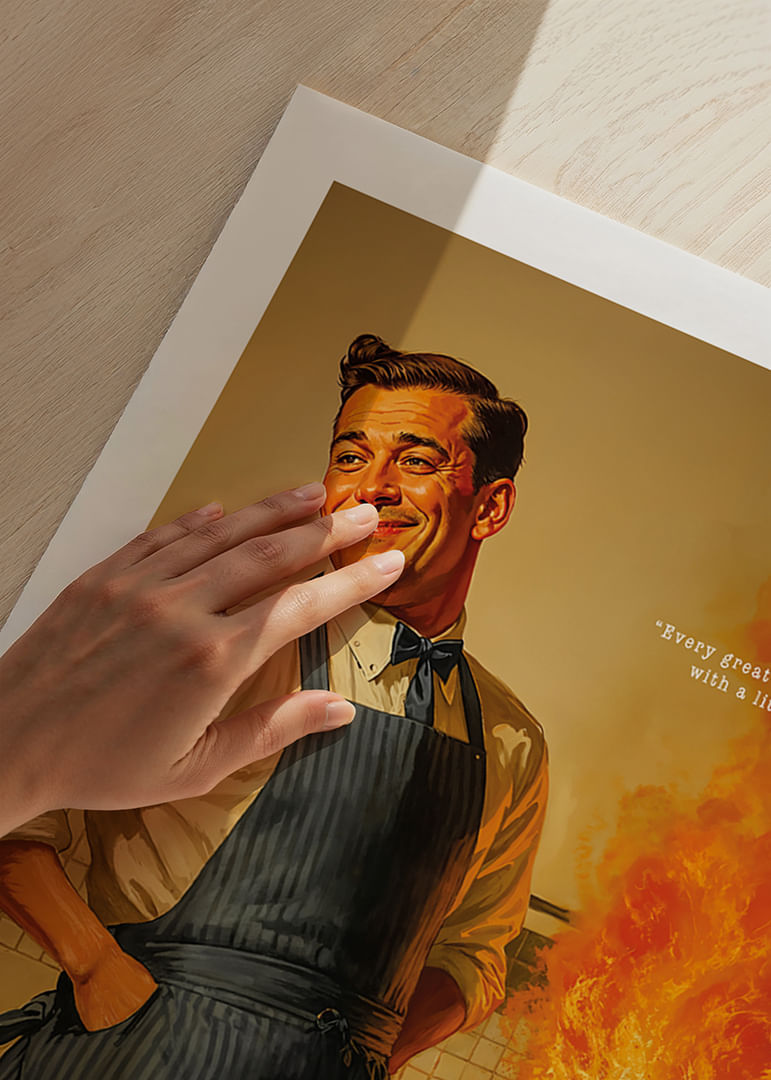 A chef in the middle of a dramatic cooking situation-12