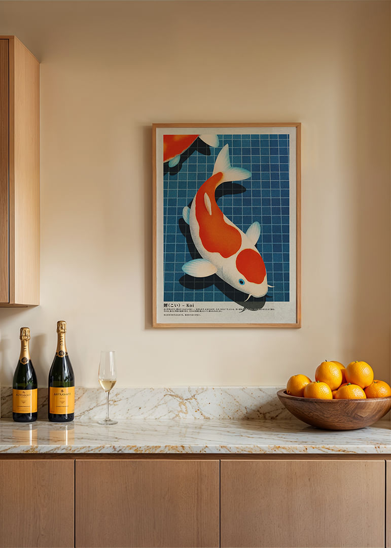 Koi-fiskens elegans flyter i det stilla vattnet-12