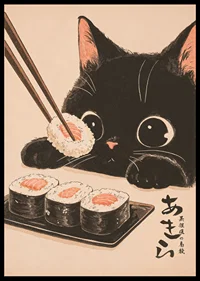 Curious cat looks at sushi with big, happy eyes-6