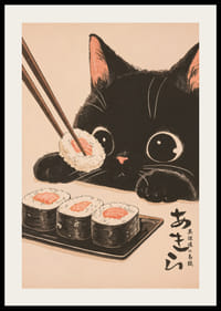 Curious cat looks at sushi with big, happy eyes-2