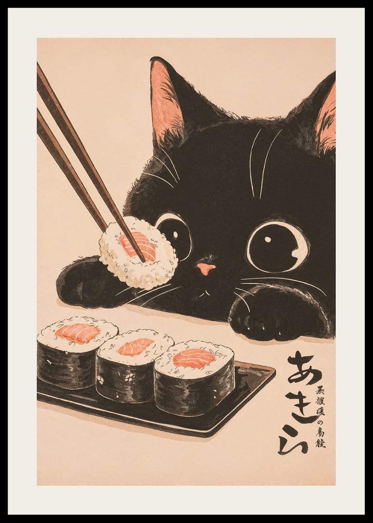 Curious cat looks at sushi with big, happy eyes-12