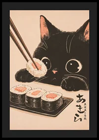 Curious cat looks at sushi with big, happy eyes-4