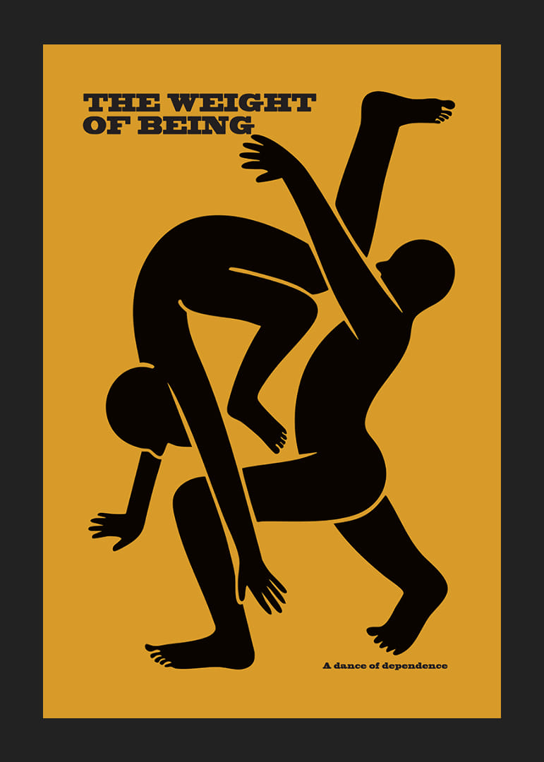 Two silhouettes in a dynamic dance on a golden background-12