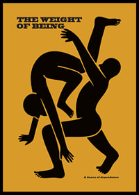 Zwei Silhouetten in einem dynamischen Tanz vor goldenem Hintergrund-6