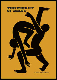 Two silhouettes in a dynamic dance on a golden background-2