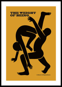 Two silhouettes in a dynamic dance on a golden background-0