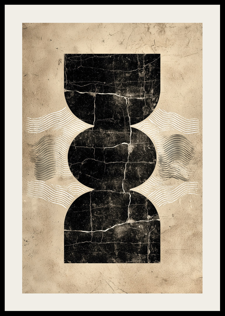 Elegante póster con misteriosas formas geométricas sobre un fondo vintage.-12