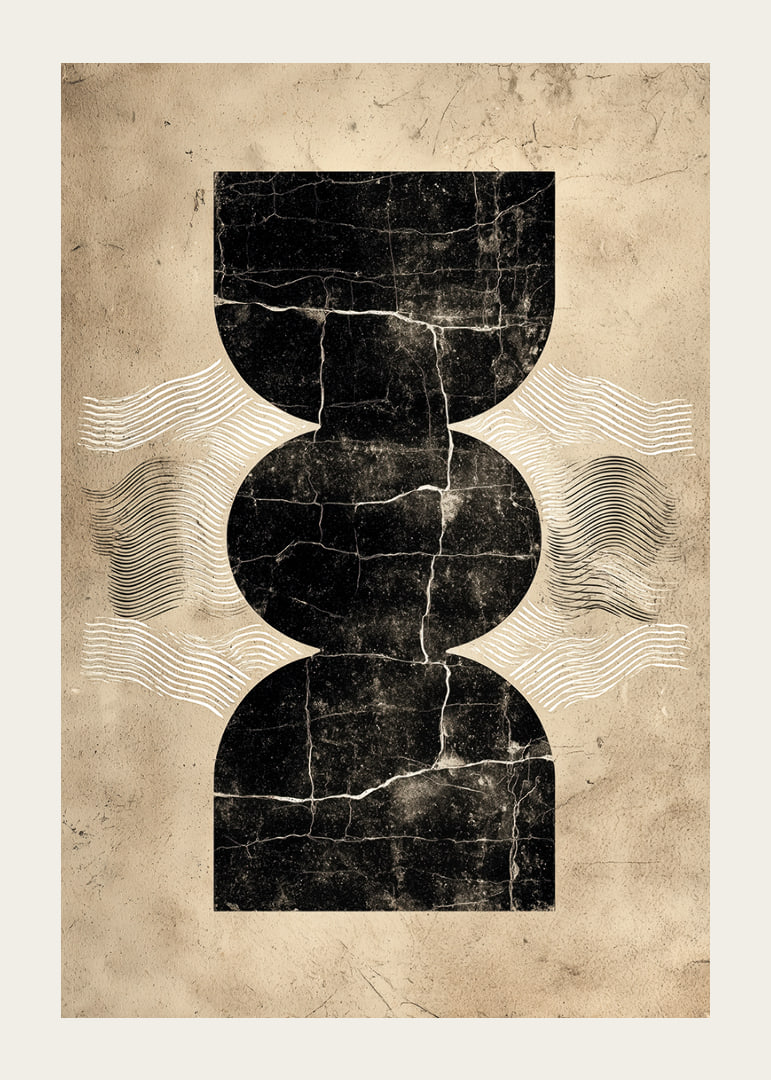 Elegante póster con misteriosas formas geométricas sobre un fondo vintage.-12