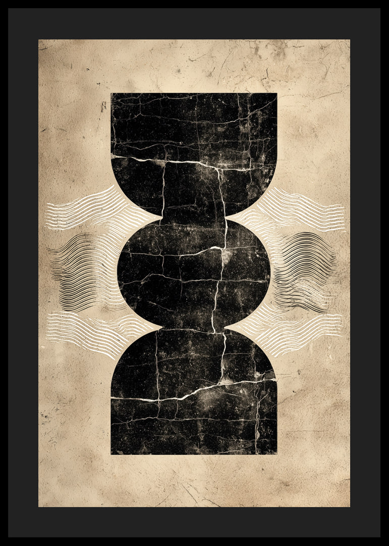 Elegante póster con misteriosas formas geométricas sobre un fondo vintage.-12