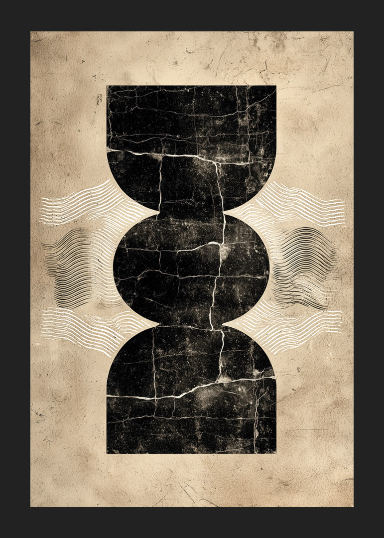 Elegante póster con misteriosas formas geométricas sobre un fondo vintage.-12