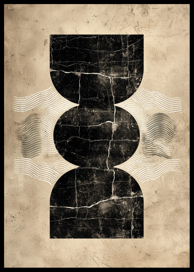 Elegante póster con misteriosas formas geométricas sobre un fondo vintage.-12