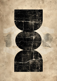 Elegante póster con misteriosas formas geométricas sobre un fondo vintage.-7