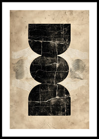 Elegante póster con misteriosas formas geométricas sobre un fondo vintage.-0