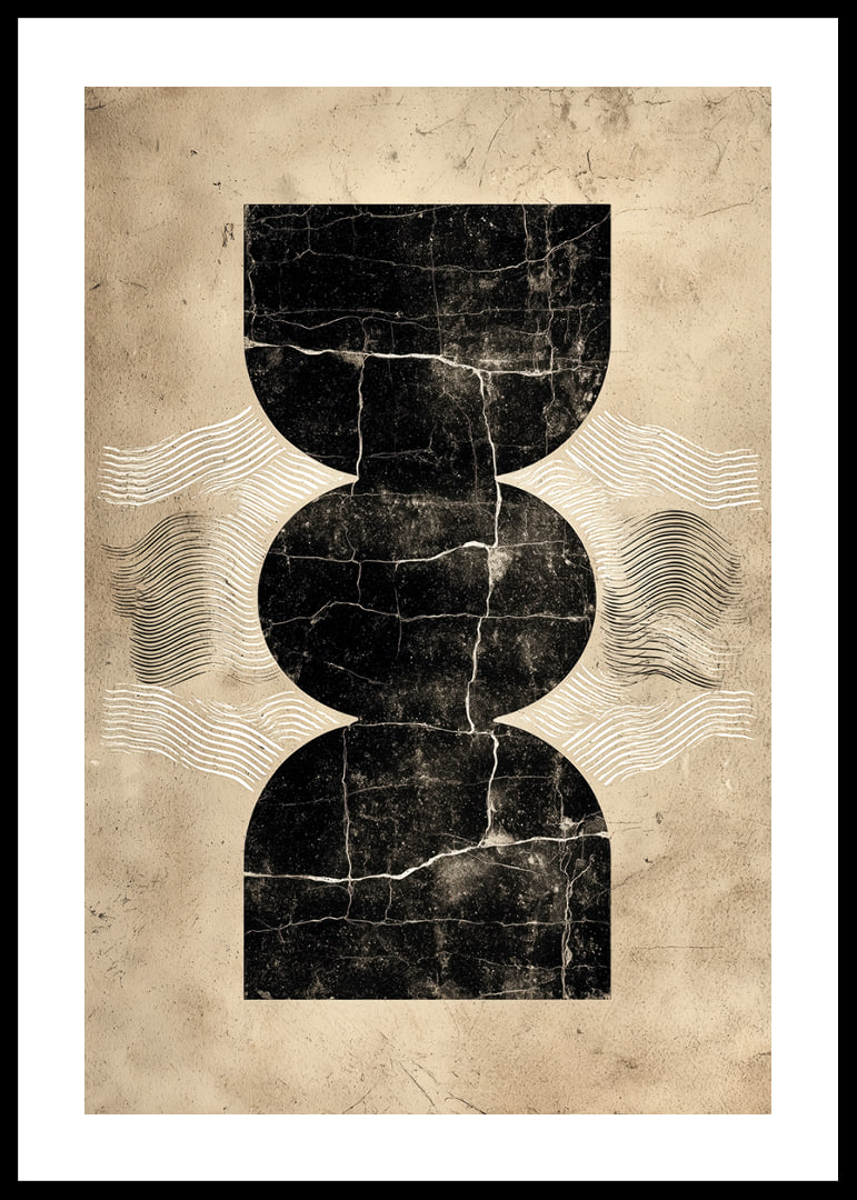 Elegante póster con misteriosas formas geométricas sobre un fondo vintage.-12