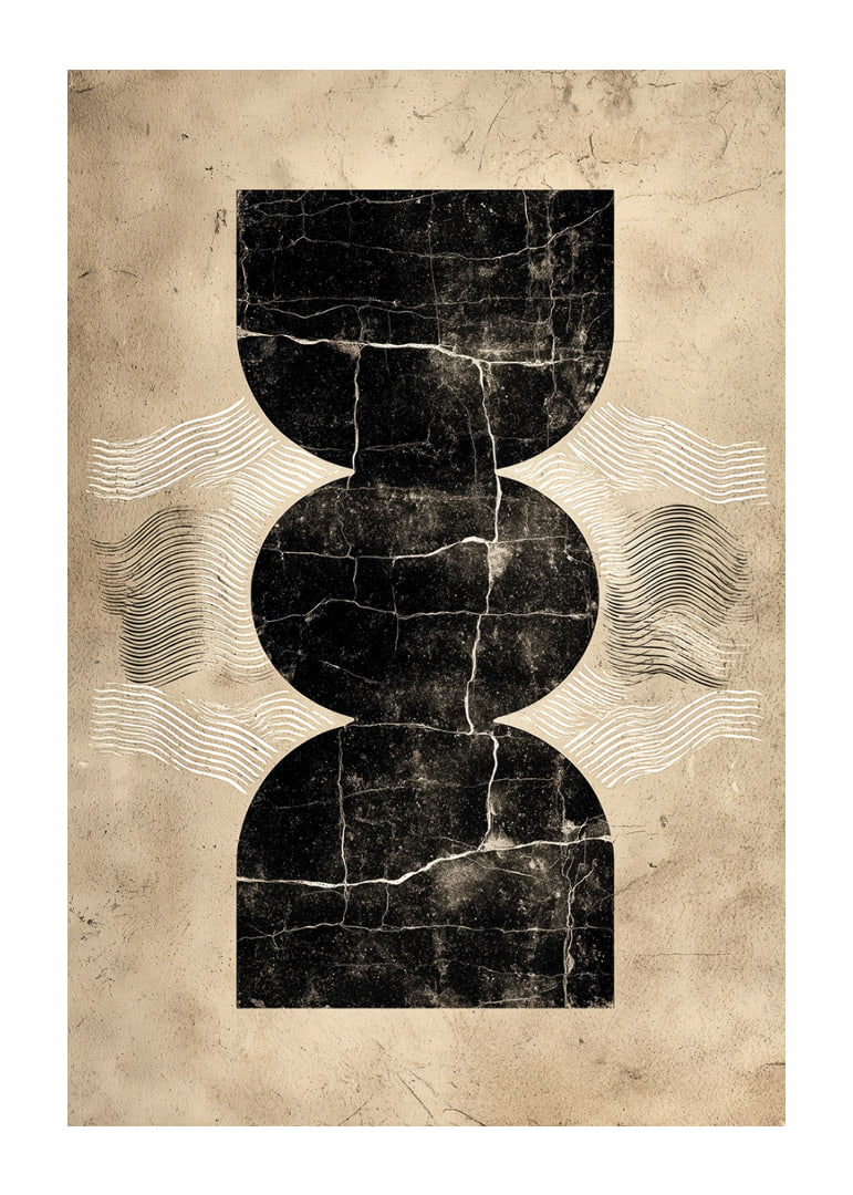 Elegante póster con misteriosas formas geométricas sobre un fondo vintage.-12