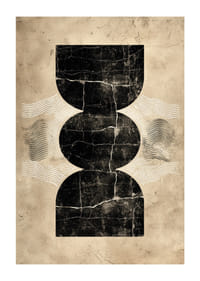 Elegante póster con misteriosas formas geométricas sobre un fondo vintage.-1