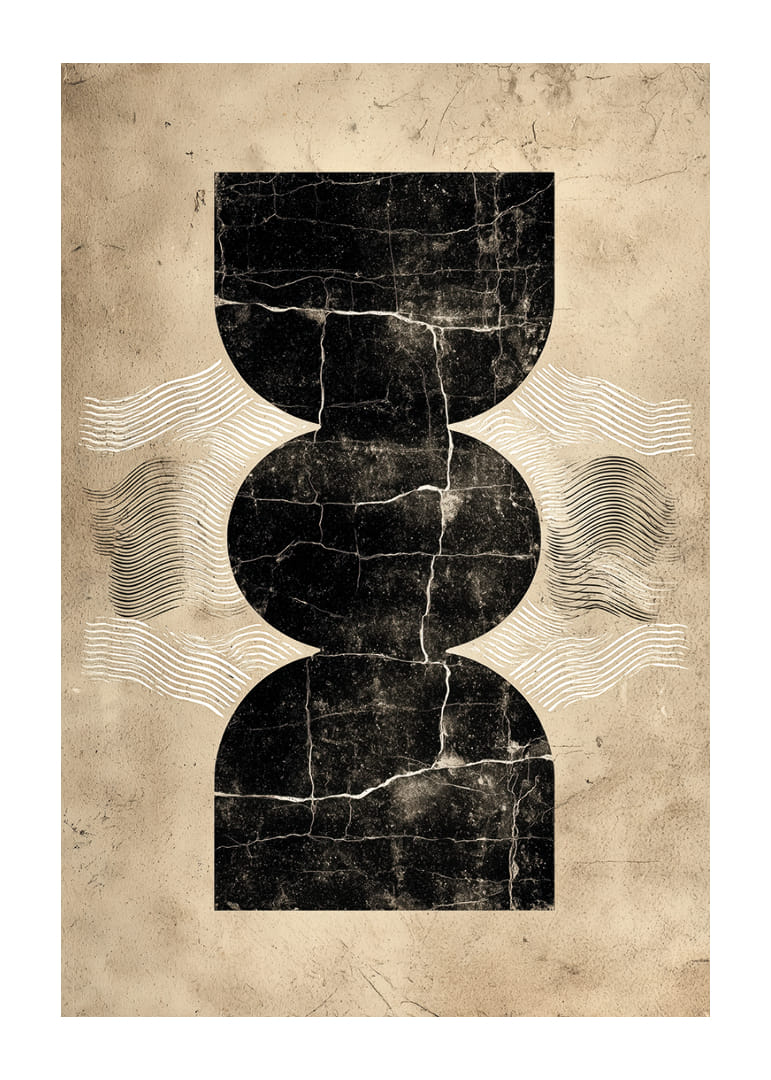 Elegante póster con misteriosas formas geométricas sobre un fondo vintage.-12