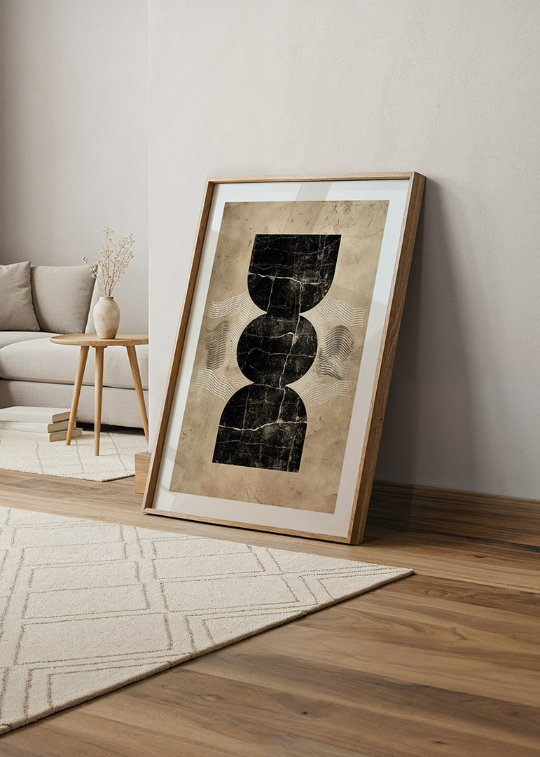 Elegante póster con misteriosas formas geométricas sobre un fondo vintage.-12