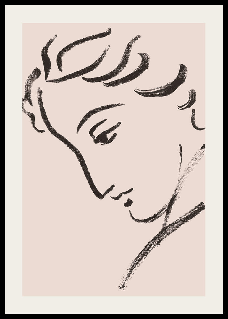 Dessin au trait élégant d'un profil pensif-12