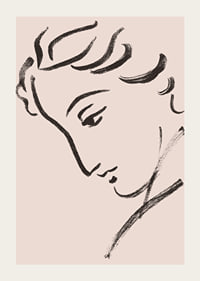Elegant linjeteckning av en eftertänksam profil-3