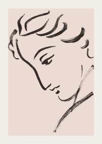 Dessin au trait élégant d'un profil pensif-3