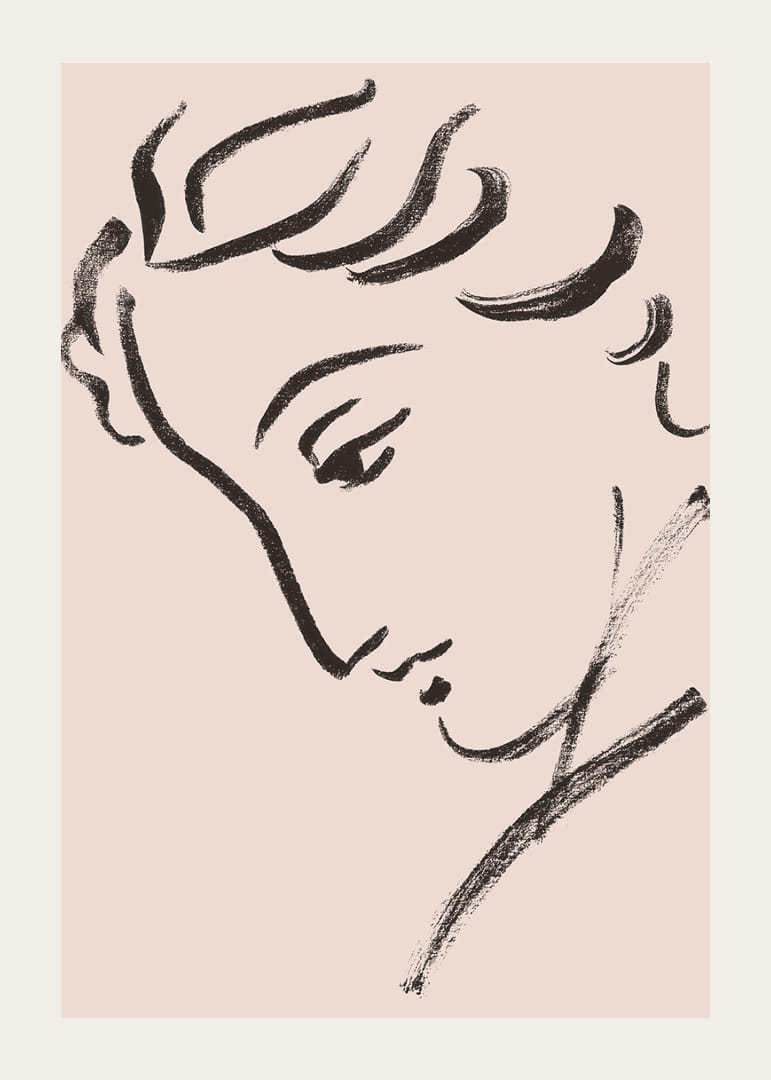 Dessin au trait élégant d'un profil pensif-12