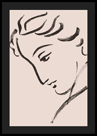 Elegant linjeteckning av en eftertänksam profil-4