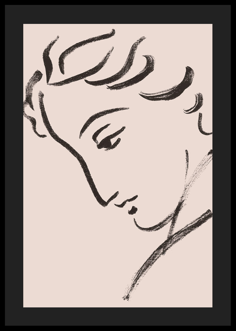 Dessin au trait élégant d'un profil pensif-12