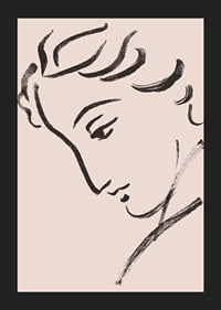 Elegant linjeteckning av en eftertänksam profil-5