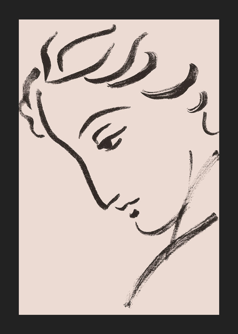 Dessin au trait élégant d'un profil pensif-12