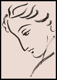 Elegant linjeteckning av en eftertänksam profil-6