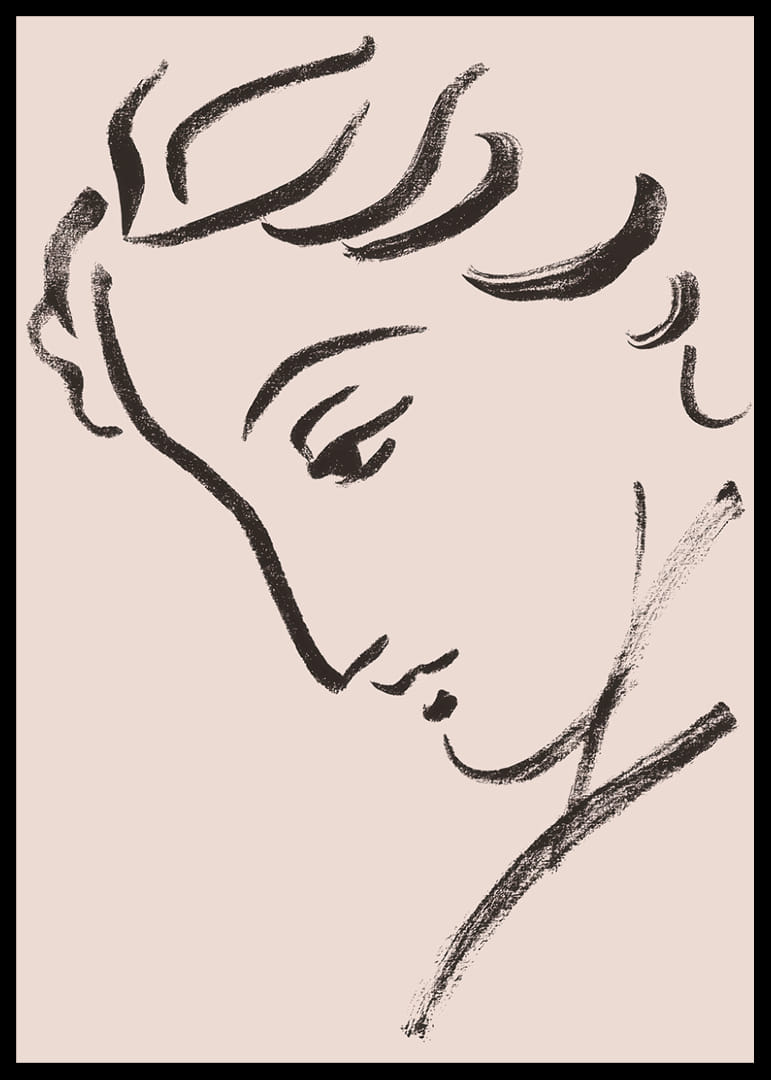 Elegante lijntekening van een bedachtzaam profiel-12