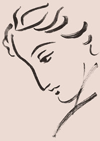 Elegant linjeteckning av en eftertänksam profil-7