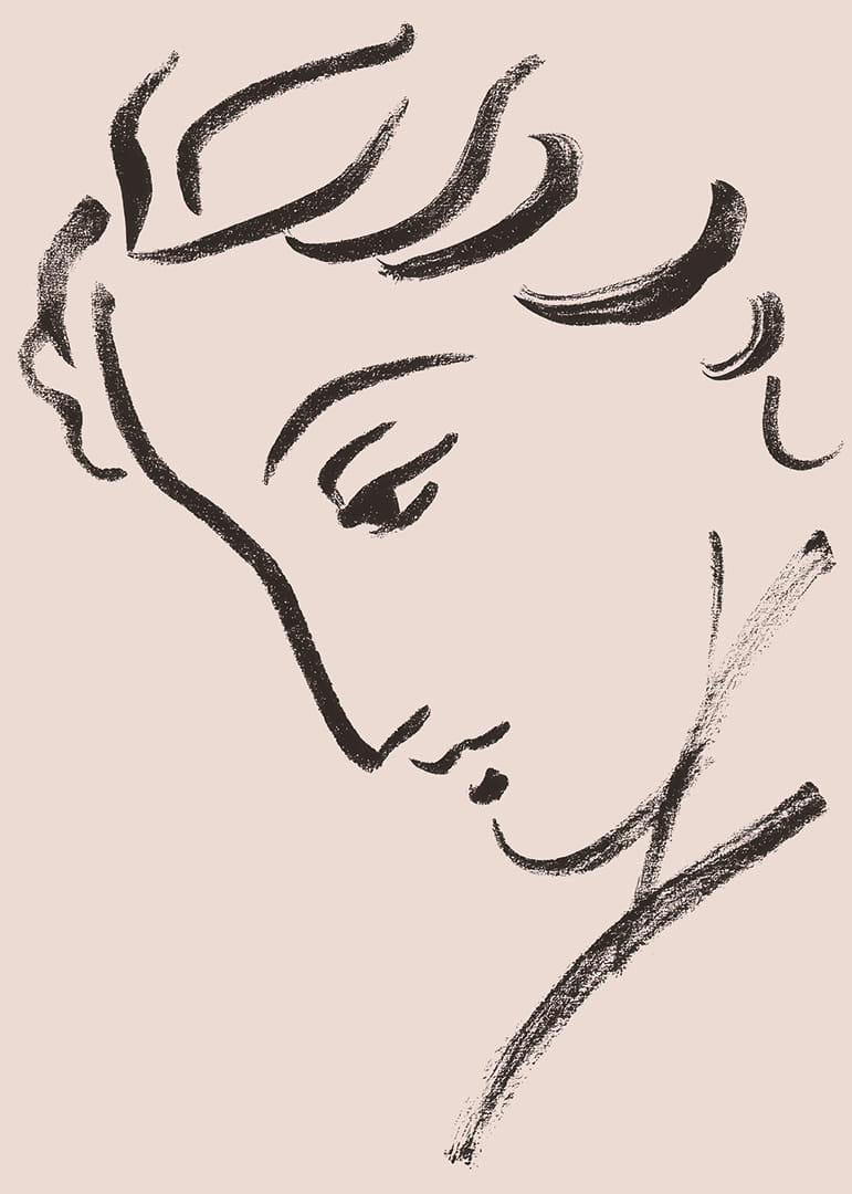 Elegante lijntekening van een bedachtzaam profiel-12