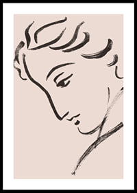 Elegant linjeteckning av en eftertänksam profil-0