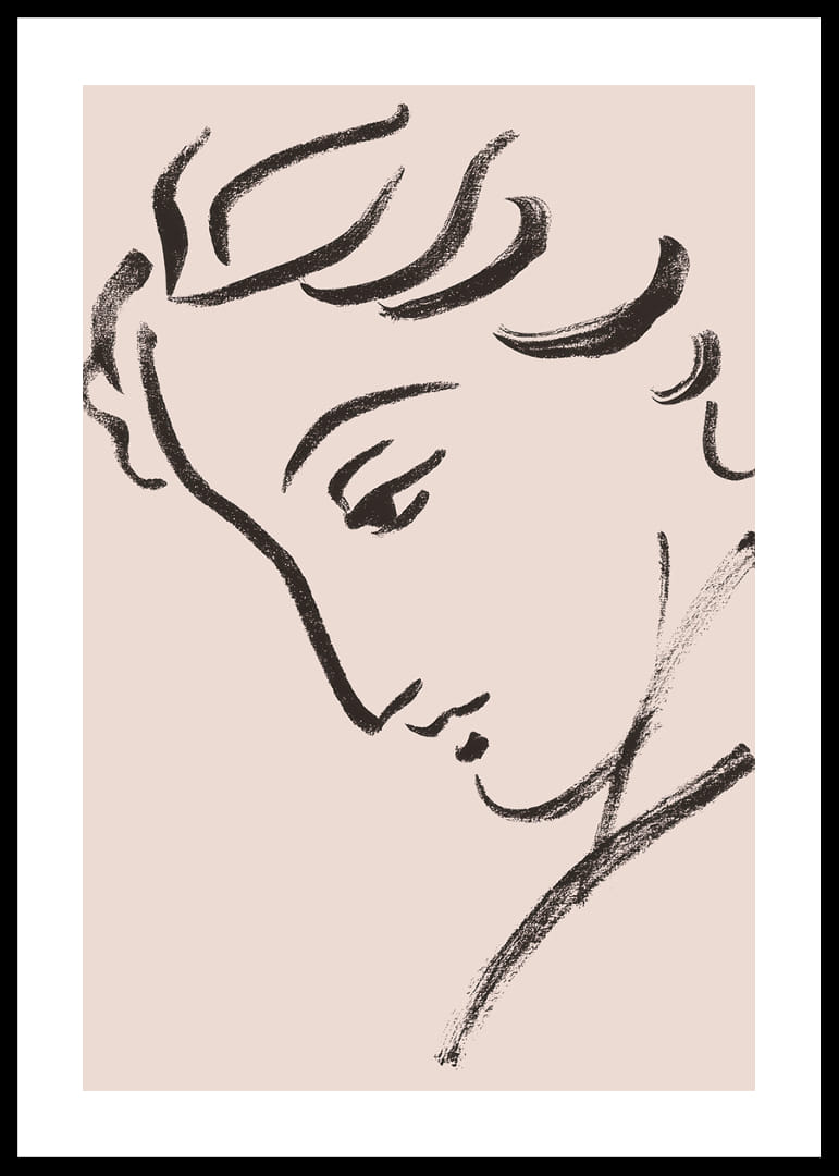 Elegante lijntekening van een bedachtzaam profiel-12