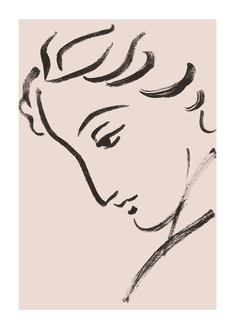 Elegante lijntekening van een bedachtzaam profiel-12