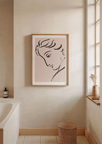 Elegant linjeteckning av en eftertänksam profil-8