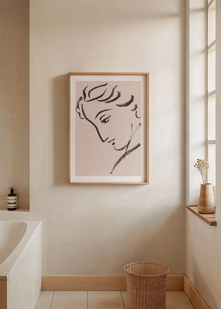 Elegant linjeteckning av en eftertänksam profil-12