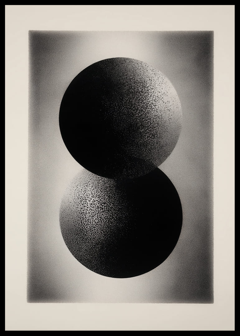 Kaksi toisiinsa kietoutunutta palloa tyylikkäässä kontrastissa-12