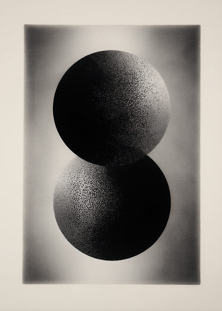 Kaksi toisiinsa kietoutunutta palloa tyylikkäässä kontrastissa-12